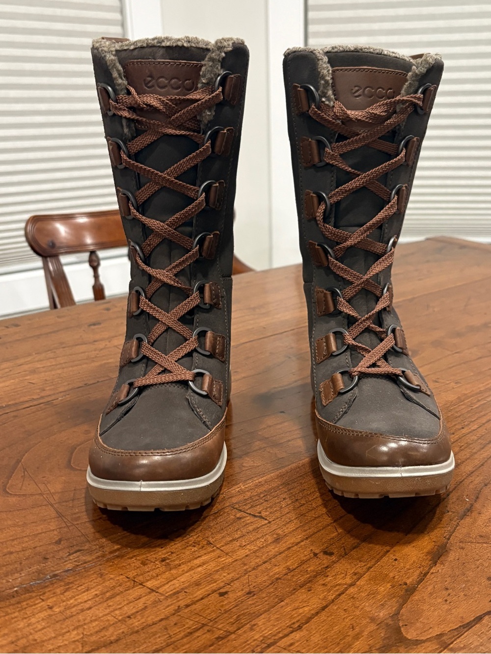 ECCO Gora Tall Winter Snow Boots Cocoa Brown Suede Hydromax Waterproof SZ5.5 EUC